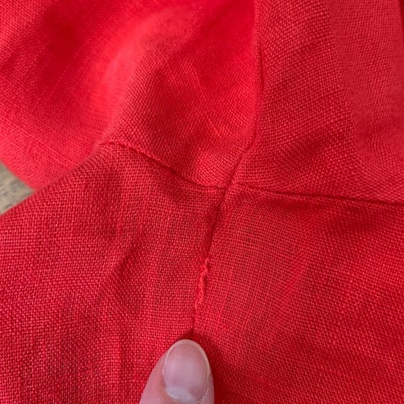 Zara 100% Linen V-Neck Button-up Pockets Long Convertible Sleeve Shirt Size M - Picture 3 of 11